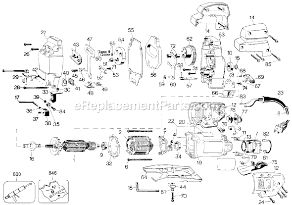 Page A Diagram and Parts List for 3159 Type 100 Black and Decker Jig Saw